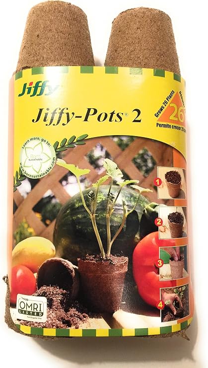 Jiffy-Pots Organic Seed Starting 2" Biodegradable Peat Pots, 26 Pack