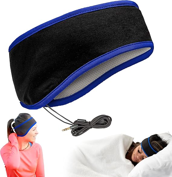 CozyPhones Sleep Headphones - Over Ear Headphones from Ultra Thin Cool Mesh Wired for Side Sleepers, Meditation, Running, Laptop, and Phone - Blue | Ultra Thin Cool Mesh Wired for Side Sleepers, Meditation, Running, Laptop, and Phone