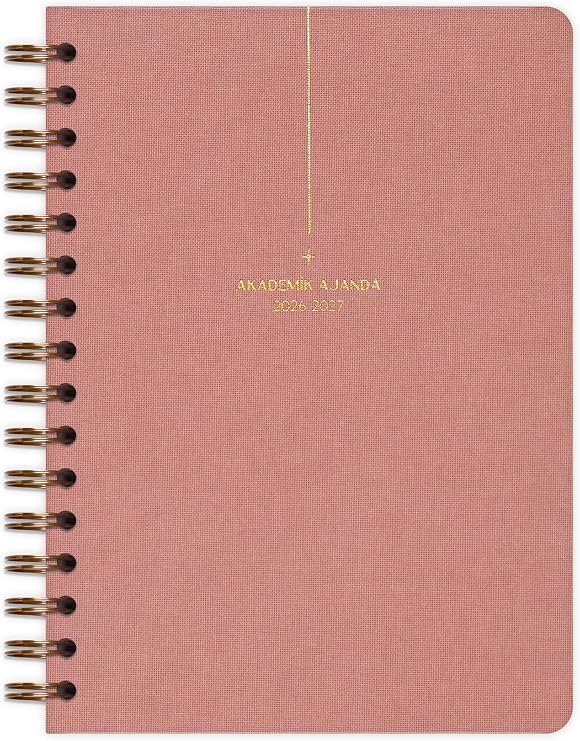 Matt Notebook 2026-2027 A5 Keten Akademik Ajanda Spiralli 15x21 cm - 17 Aylık Pembe