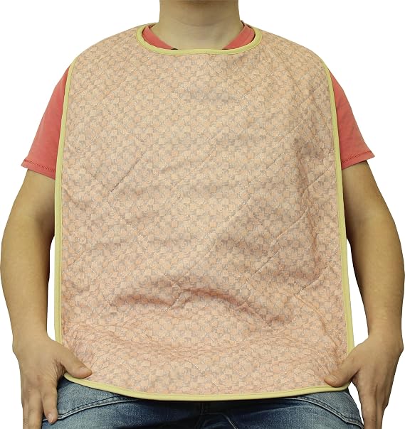Cozy Adult Bib with Waterproof Vinyl Backing and Snap Closure - 2 Pack