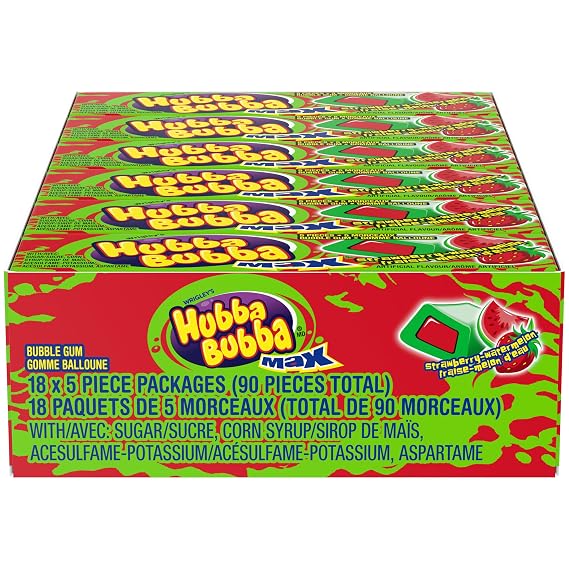 Hubba Bubba Max Strawberry Watermelon, 18-Count