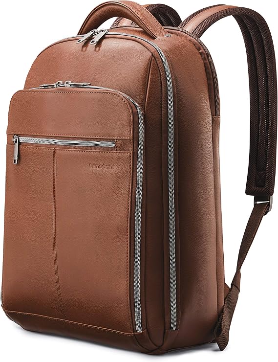 Samsonite Classic Leather Backpack, Cognac, One Size, Classic Leather Backpack