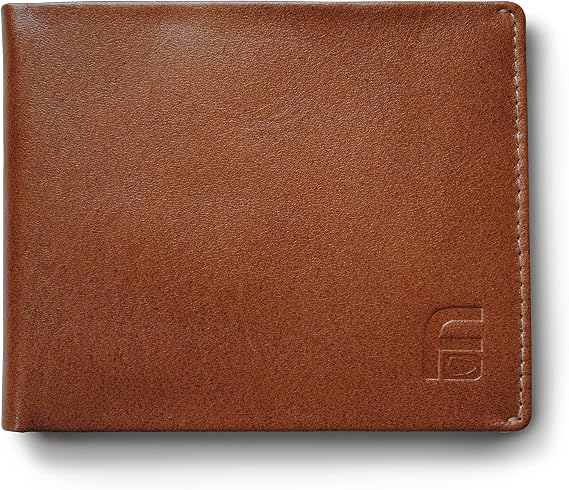 RFID Blocking Men's Bifold Wallet - Genuine Deluxe Camel Leather, ID Theft Protection