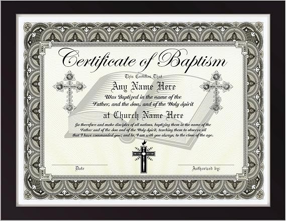 Certificate of Baptism - Custom with Any Name - Frame Included