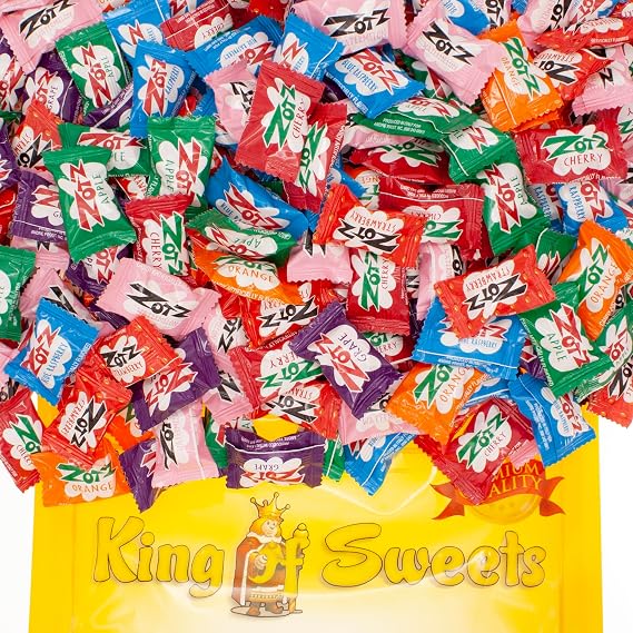 Fizzy Power Candy 4 Pounds Individually Wrapped Sugar Candy in a Bulk King of Sweets Bag