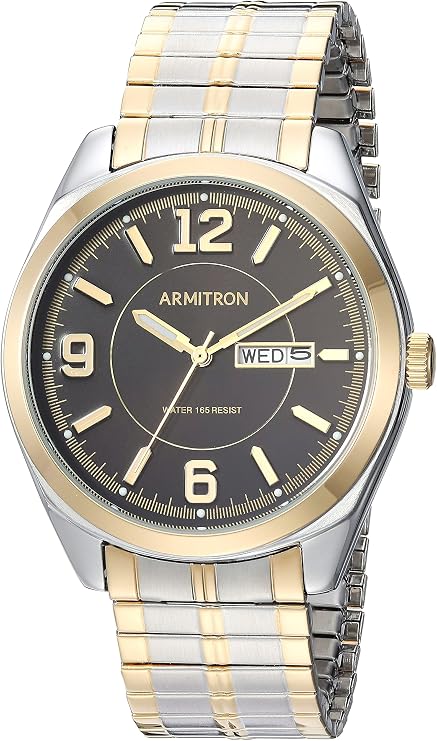 Armitron Men's 20/4591BKTT Day/Date Function Two-Tone Expansion Band Watch, two tone, Bracelet Type