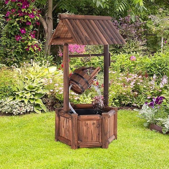 HAPPYGRILL Outdoor Wishing Well Water Fountain