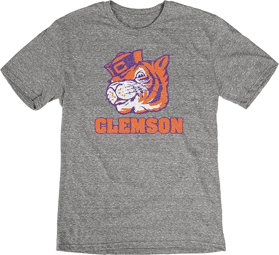 Reserve Collection by Blue 84 NCAA Clemson Tigers Mens Vintage Tri-Blend Vault T Shirt, Clemson Tigers Heather, Large