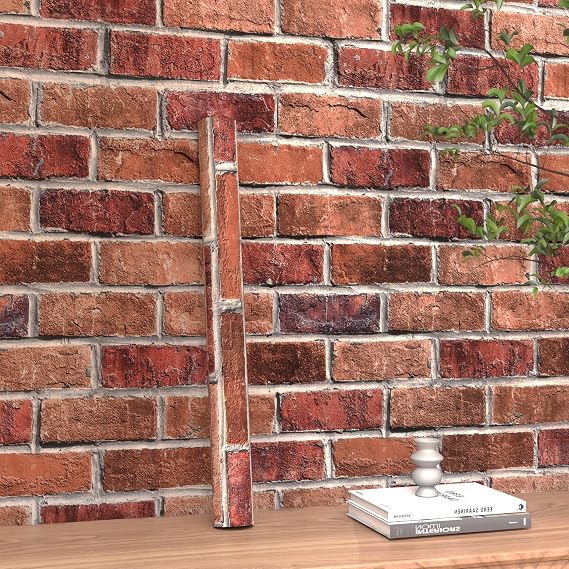 Rugreat Red Brick Peel and Stick Wallpaper Faux Brick Decor 17.3inW 78.8inL