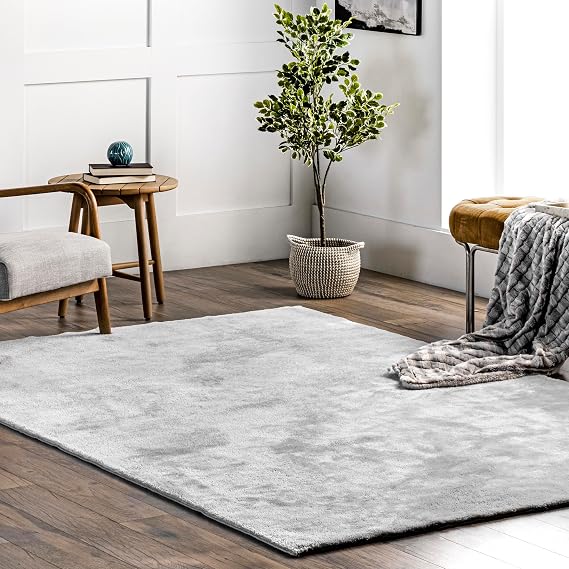 nuLOOM Loni Solid Machine Washable Shag Accent Rug, 2x3, Light Grey