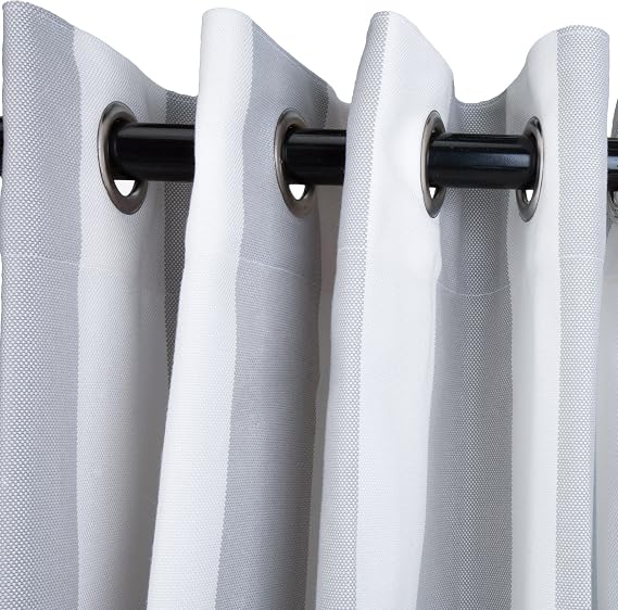 Comfort Classics Sunbrella Outdoor Curtain Panel, Nickel Grommet Top, 50 by 84 Inch in Solana-Seagull; Perfect for Your Patio, Porch, Gazebo, or Pergola Inc.
