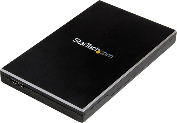 StarTech 2.5in SATA Hard Drive Enclosure, USB 3.1 Gen 2, Case (S251BMU313) | External portable enclosure, USB 3.1 Gen 2 10Gbps, HDD and SSD, Brushed aluminum, USB-A cable, Spacer