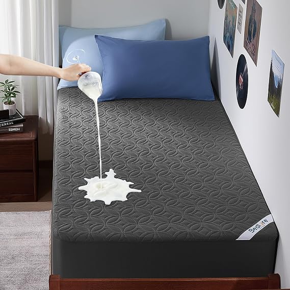 BEDLORE Waterproof Mattress Protector, Twin XL Size Mattress Pad | Deep Pockets Fit 6"-15" Mattresses, Soft Breathable Dirt-proof Bed Mattress Cover for Bedroom, College Dorm (Gray)