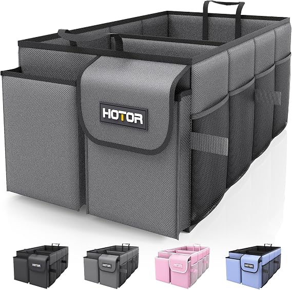 HOTOR Trunk Organizer - Foldable Car Organizer for SUVs & Sedans Storage