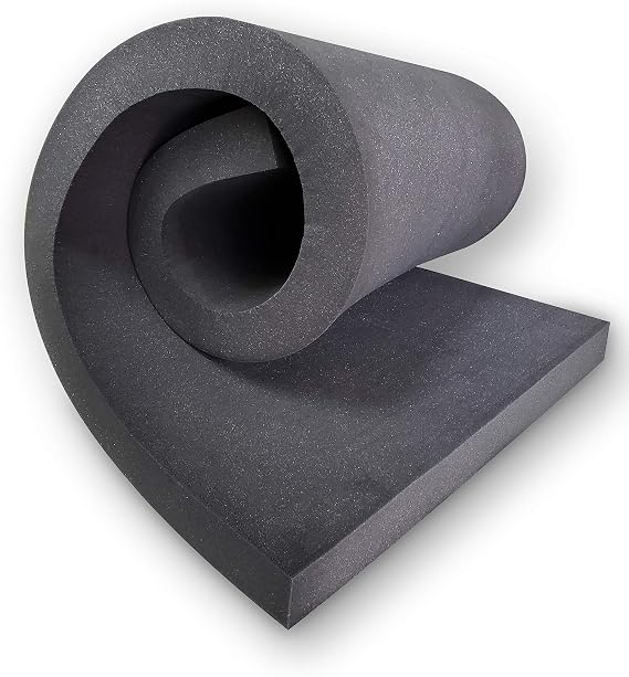 New Upholstery Rubber Sheet Cushion (Upholstery Foam, Seat Replacement, Acoustic Foam Panel) USA Made CertiPUR-US Certified 24" Wide (Charcoal, 0.5" Thick x 24" Wide x 72" Long)