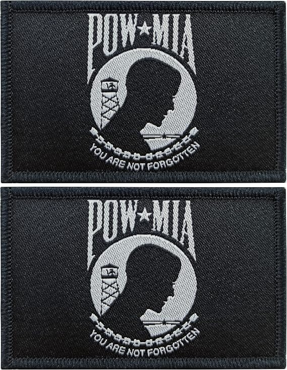 JBCD 2 Pack US POW MIA Flag Patch You are Not Forgotten Flags Force Army Tactical Patch Pride Flag Patch for Clothes Hat Patch Team Military Patches