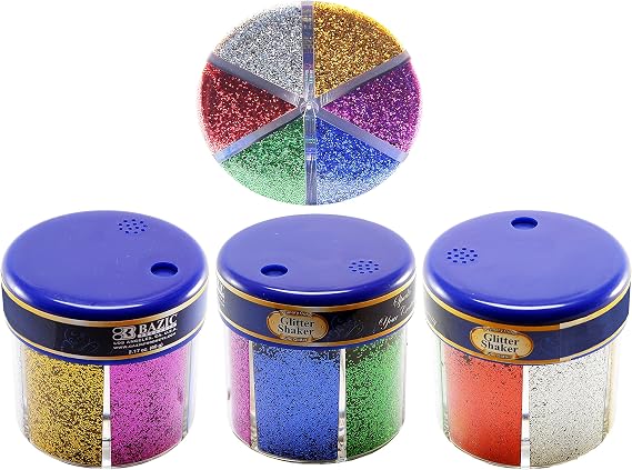Classic Color Glitter Shaker, Pour Spout/Shaker Holes, 60g / 2.17 oz. - 6 Colors: Blue, Green, Red, Silver, Gold, Pink. (1-Pack)