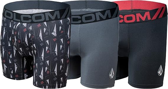 Volcom Mens Mesh Boxer Briefs 4 Pack Poly Spandex Performance Boxer Briefs Underwear