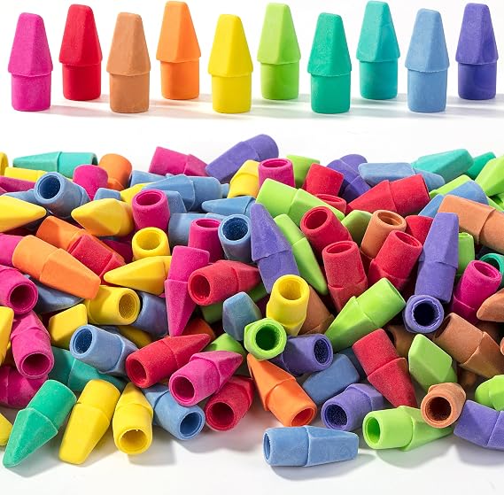 Mr. Pen- Pencil Erasers Toppers, 500 Pack, Colorful, Latex Free, No Smudge | Mr Pen Erasers for Pencils, Bulk Pencil Eraser Caps, Teachers as School Supplies, Classroom Set for Kids