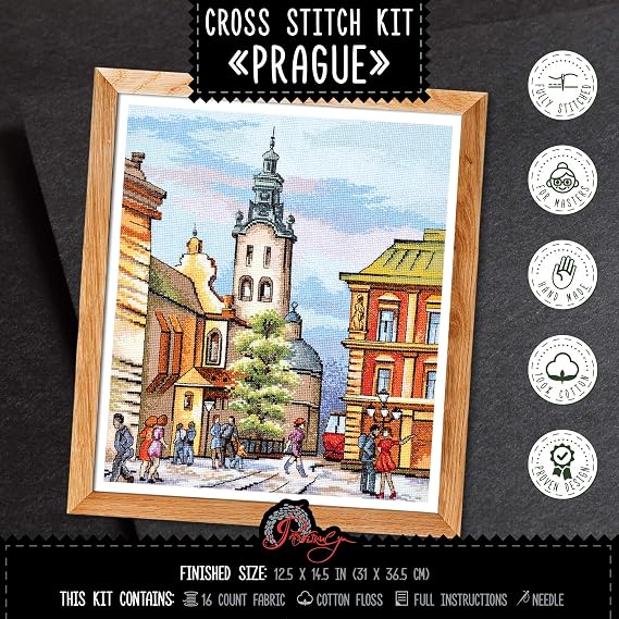 Hand Embroidery Kit 'Prague' Cross Stitch City Landscape Counted Pattern