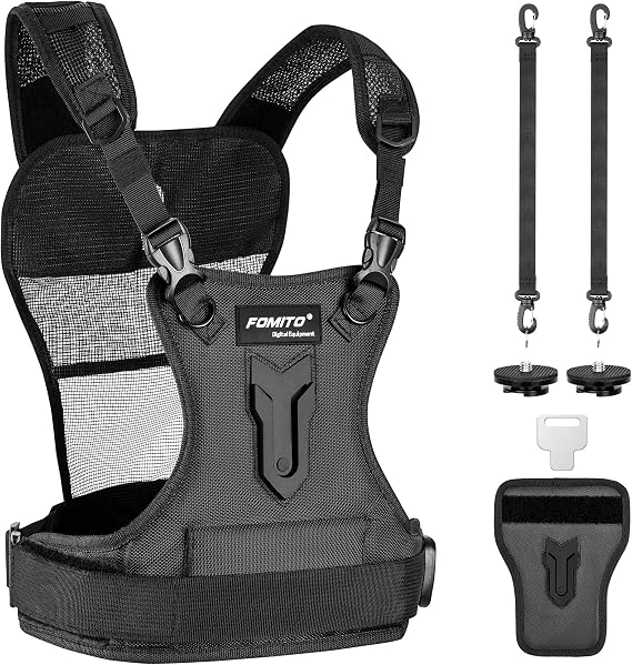 FOMITO Multi Camera Carrying Chest Harness System Vest with Side Holster for Canon 6D 600D 5D2 5D3 Nikon D800 D600 D300 D7000 D90 Sony A7S A7R A7S2 Panasonic Olympus DSLR
