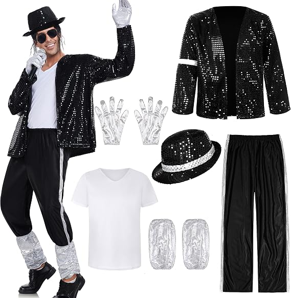 Mens Dance Star Costume for Men 80s 90s Pop Stage Outfits for Halloween Cosplay Party