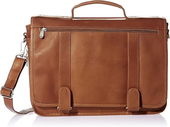 Piel Leather Double Loop Expandable Laptop Briefcase, Saddle, One Size