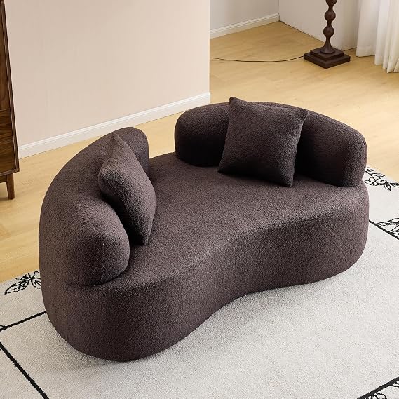 66.93 Inch Curved Loveseat Sofa with High - Density Foam Cushion, Full Compression Modular 2-Seater Couch, No Assembly Required, for Small Spaces & Living Room, Dark Brown