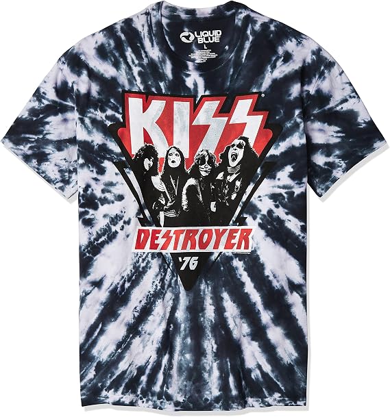 Liquid Blue Kiss Destroyer 1976 Tie Dye Short Sleeve T-Shirt Shirt