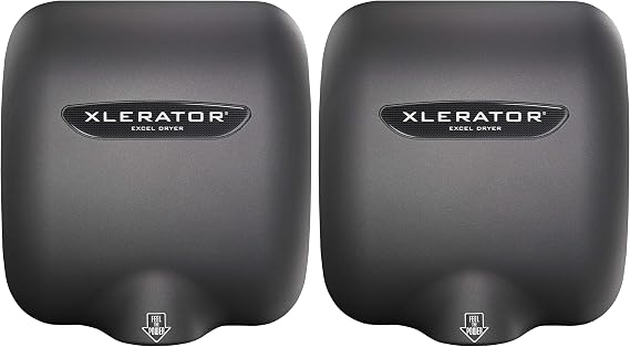XLERATOR Excel Dryer XL-GR 1.1N High Speed Commercial Hand Dryer, Graphite Textured Cast Cover, Automatic Sensor, Surface Mounted, Noise Reduction Nozzle, LEED Credits 6.2 Amps 208/277V (2 Pack)