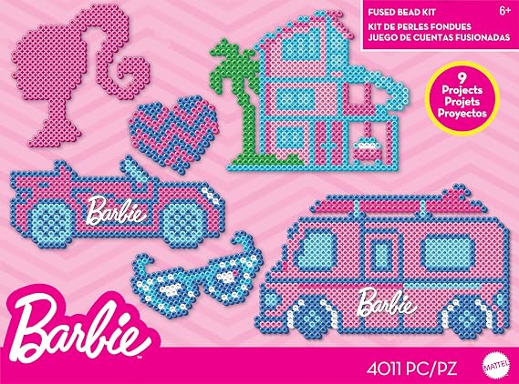 Perler 80-57199 Mattel Barbie Fused Bead Deluxe Activity Kit, 9 Unique Patterns, Multicolor, 4011 Pieces