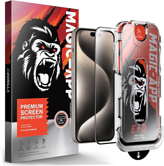 Klasse X-Gorilla iPhone 16 Pro / 17 Ekran Koruyucu Cam | 9H Kırılmaz Tam Kaplama, Tozsuz Uygulama ve Kırılmaz & Çizilmez - Şeffaf