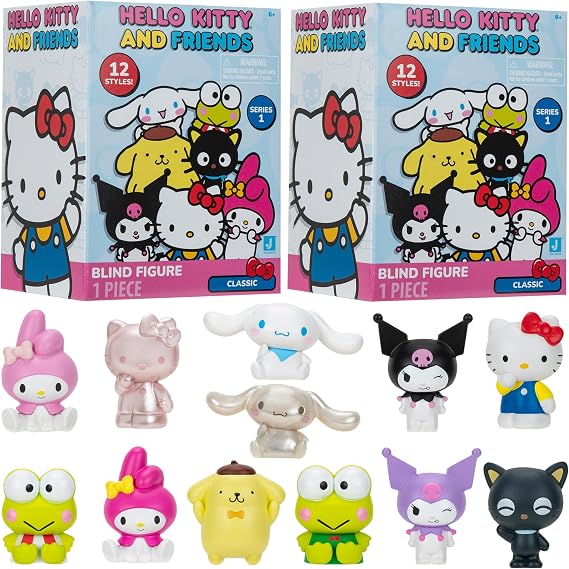 Hello Kitty and Friends Mystery Blind Box, 2-Pack - Series 1 - Collectible Sanrio Mini 2" Figure Mystery Toy - Styles Vary - Gift for Kids, Girls, Boys - 6+