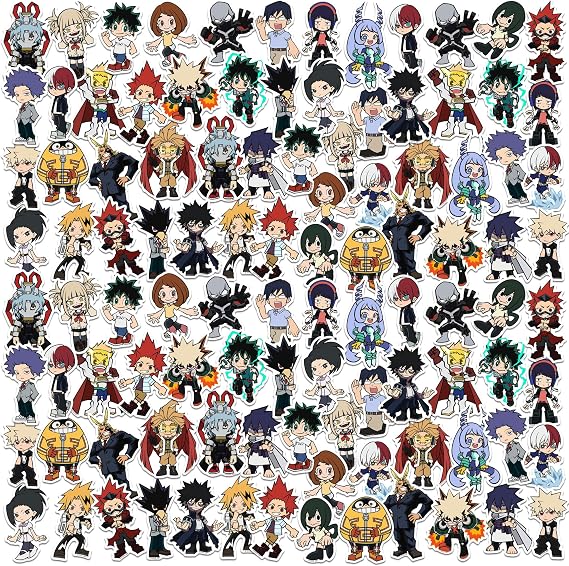 My Hero Academia Chibi 100 Vinyl Stickers Waterproof Die-Cut Decals Laptop