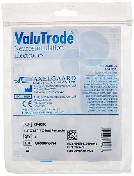 Physical Therapy 82183 Axelgaard ValuTrode Cloth Electrodes, 1.5" x 3.5" Rectangle, Pack of 40