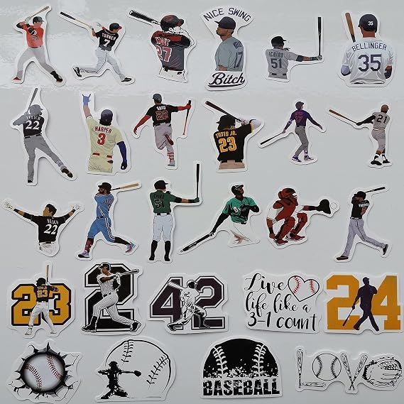 50 Baseball Helmet Stickers Illustrated Stickers Baseball Stickers, Baseball Stickers, Baseball Stickers, Batter Baseball Softball Decals