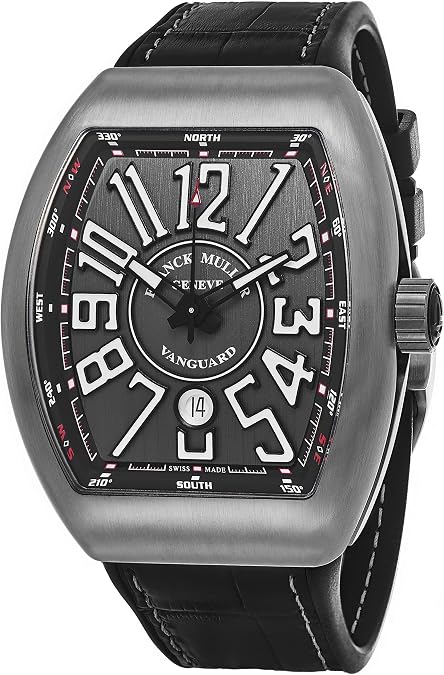 Franck Muller Vanguard Mens Automatic Date Black Face Black Rubber/Leather Strap Watch V 45 SC DT TT BR.NR.NR