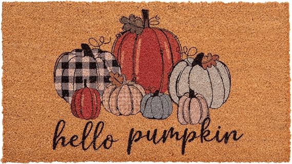 Fall Door Mats, Pumpkin Door Mat Coir Outdoor Welcome Mat 17 x 30 Inch | natural coir, non-slip backing, 17 x 30 Inch, fall door mats, pumpkin door mat, fall outdoor mat, porch welcome mat