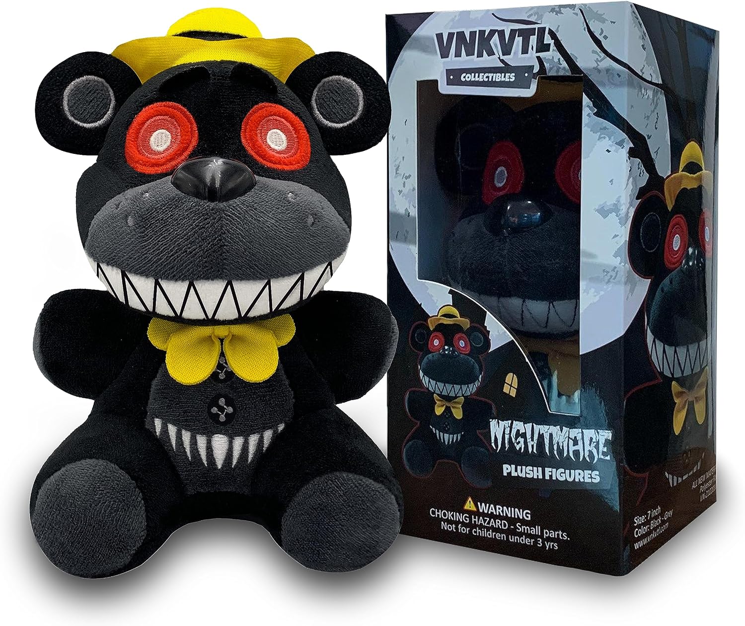 VNKVTL Nightmare Plush Birthday Gift for Kids, Freddy Stuff Animal with Soft and Comfortable Cotton, Decor Nightmare Freddy Plush, Toy Freddy Plush for All Ages, 7 Inch Freddys Plushies