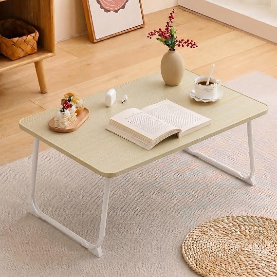 2023 NEW Multi-Functional Folding Table Folding Desk Table Single Living Table, Folding, Compact, Small, Large Capacity Surface, Simple Type, Completed Product Beige, Length 70*Width 48cm | 幅70×奥行48×高さ30cm 大容量天板 安定性が高い 角が丸い 床傷防止パッド 4cm超薄型収納 リビング|寝室|作業|学習|食事 多シーン対応