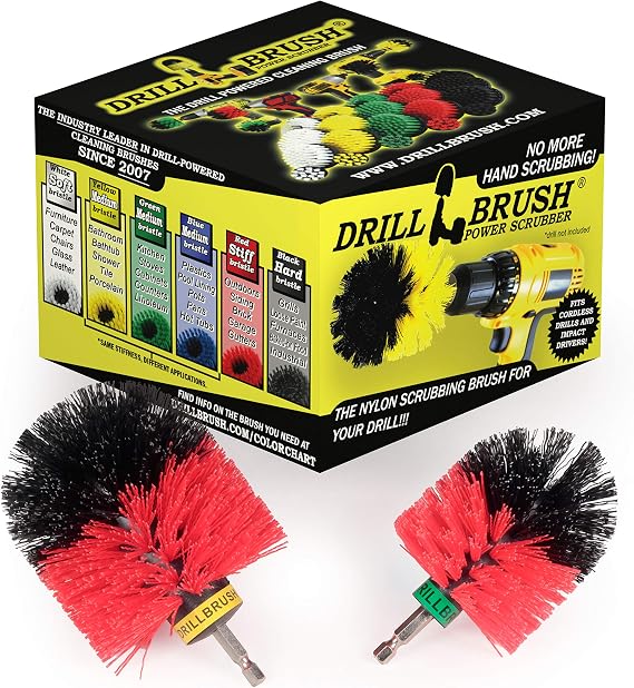 Kitchen and Dishwashing Power Brush Kit Small and Large Stiff Rotary Scrub Brushes