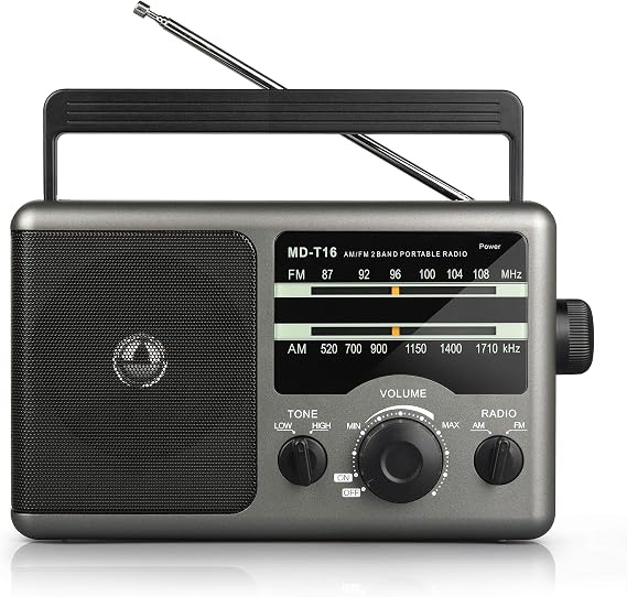 Greadio Portable AM/FM Transistor Radio with Loud Speaker | Best Reception for Home/Outdoor, Earphone Jack, AC Power or Battery Operated by 4 D Cell Batteries, Hight/Low Tone Mode
