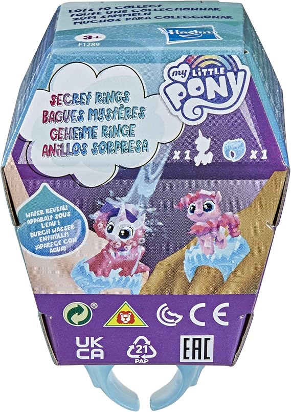 My Little Pony Secret Rings Blind Bag - Collectible Toy with Water-Reveal Surprise and Wearable Ring Accessory, 1.5-Inch Figure (Character May Vary)