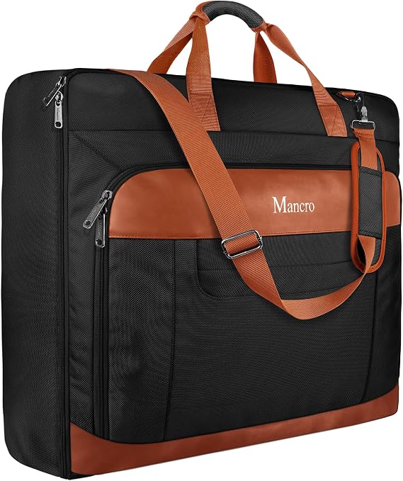 Mancro Carry On Garment Bags for Travel, Convertible Weekender Bag, Brown