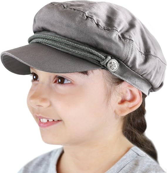 The Hat Depot Kids Cotton Greek Fisherman's Sailor Fiddler Driver Hat Cap ... (Charcoal)