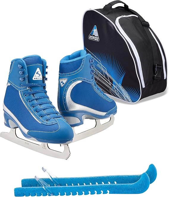 Jackson Ultima Softec Vista ST3200 ST3201 Figure Ice Skates for Women and Girls/Black, Navy, White Bundle with Guardog Skate Guards Jackson Skate Bag JL350