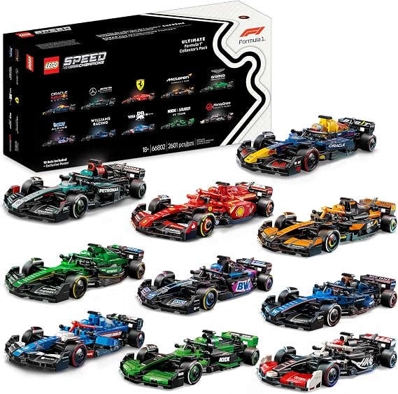 LEGO Speed Champions Ultimate Formula 1 Collector's Pack - Contains 10 Sets in 1 - Includes Exclusive Poster - Collectible F1 Model Car Kit - Gift for Race Car Fans - 66802