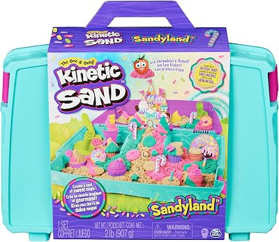 Sandyland with 2lbs of Kinetic Sand, Portable Playset with 15 Tools, Made with Natural Sand, Includes Scented and Colored Kinetic Sand, Play Sand Sensory Toys for Kids Aged 3 and Up