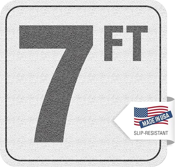 Aquatic Custom Tile, 7FT Pool Depth Markers, 6x6 Inches Vinyl w/ 4" Font Pool Stickers, Swimming Pool Number Markers, Pool Safety Signage, Adhesive Pool Depth Markers Stickers for Decks, Made in USA