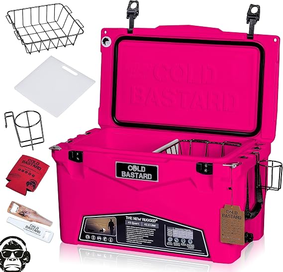 45QT Cold Bastard Rugged+ Pink NEON Best Premium Ice Chest Cooler Accessories Free S&H, CB45-PN